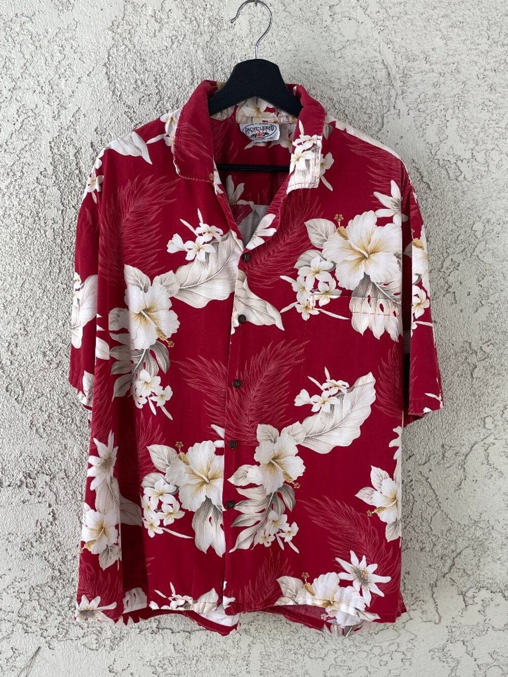Pacific Legend Hawaii Red Hibiscus Floral Aloha Shirt Men’s XL